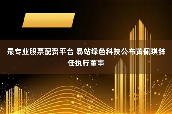 最专业股票配资平台 易站绿色科技公布黄佩琪辞任执行董事