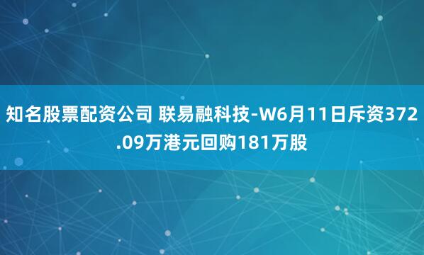 知名股票配资公司 联易融科技-W6月11日斥资372.09万港元回购181万股